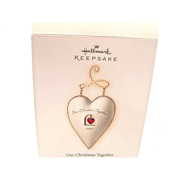 Hallmark Keepsake Heart Ornament Our Christmas Together Silver Red Heart Stone - Picture 7 of 12